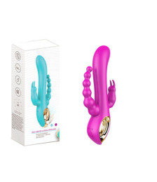 Vibromasseur Rabbit  rose  avec chapelet vibrant - TOZ-024PNK
